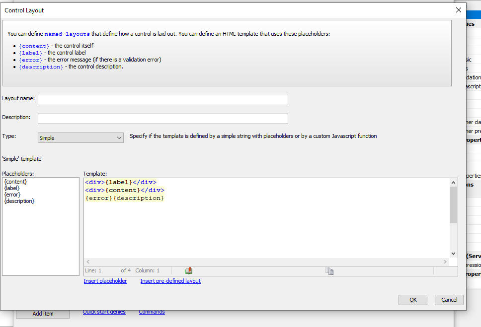 The Layout builder in Simple mode.